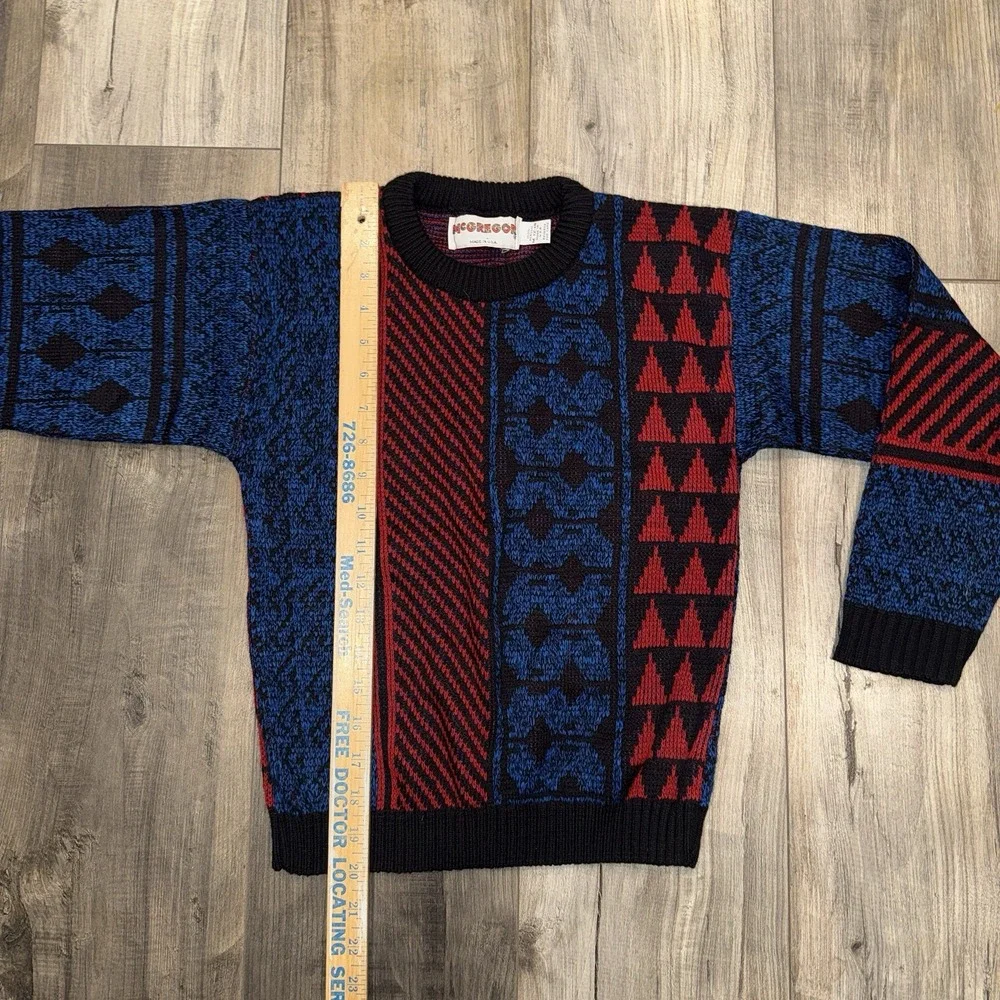 VTG McGregor 80s Sweater Youth‎ Medium Multicolor Abstract EUC